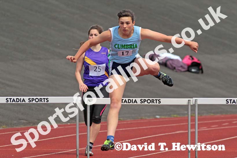 300 metres hurdles at the Annual Inter-Counties Schools, Cleveland v Cumbria v Durham v Northumberland at Claireville Stadium, Middlesbrough